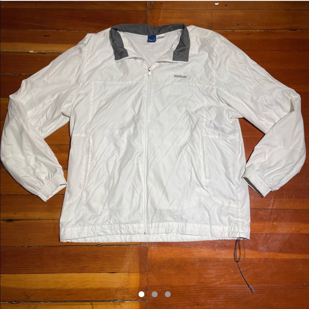 White Reebok lightweight windbreaker